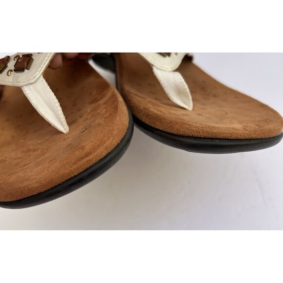 Vionic Floriana Leather Brown Beaded Thong Sandals Womens Size 9 Orthaheel Shoes - Picture 3 of 8